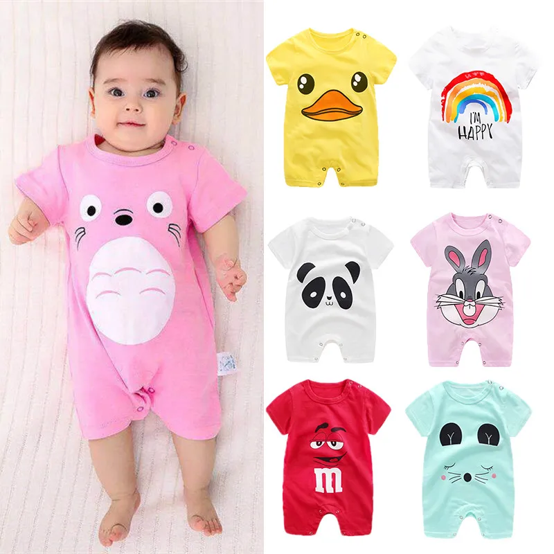 0-2Y Summer Cotton Baby Romper Short Sleeve Infant Rompers Baby Boys Girls Jumpsuit Newborn Clothes Kids Clothing Toddler customised baby bodysuits Baby Rompers