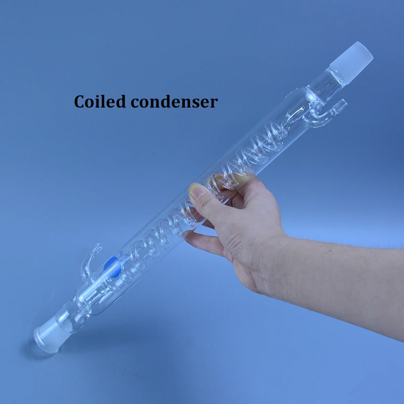 Lab coiled Condenser 300mm Length 24/29 joint 10mm hose connection Used for distillation unit