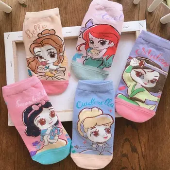 

Mermaid Ariel Snow White Princess Cinderella Belle Princess Socks Women Cartoon Cotton Socks for Girls Children Christmas Gift