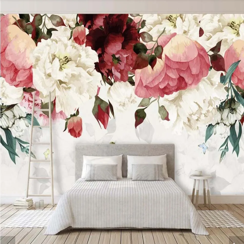 3D цветок Фреска ручная роспись цветочный вид обои фрески художественная Наклейка на стену HD фото обои s рулон обои s контактная бумага