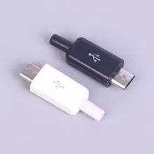 10 шт./компл. Micro 5 Pin USB сварки Тип с разъемом «папа» DIY разъем Пластик крышка черного и белого цвета