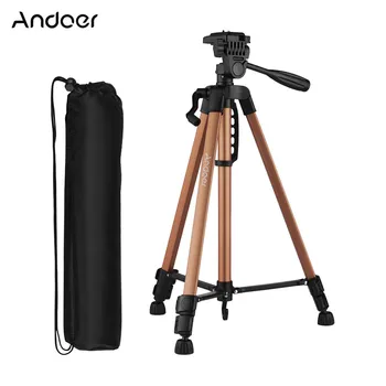 

Andoer Lightweight Photography Tripod Stand Aluminum Alloy 3kg Load Capacity Max. Height 135cm/53in with Carry Bag Phone Holder