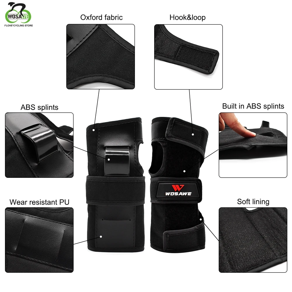 WOSAWE Aldult Knee pads Elbow pads Skateboard Skating Ski Knee Protector Roller Wrist Guards Protective Gear Hands Protection