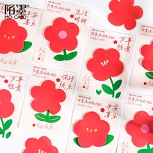 30pc kawaii flores vermelhas notas pegajosas criativo pós bloco de notas diário diy auto adesivo almofada de memorando bookmark planejador adesivos papelaria