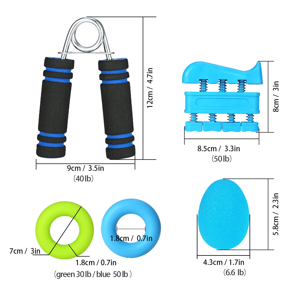tomshoo Multifunction Hand Grip Wrist Strengthener Finger Stretcher Ball+2 Strengthener Rings Set For Hand And Finger Exercise