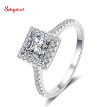 

Smyoue D Color 1 Carat Certified Moissanite Rings For Women Square Ring 100% 925 Sterling Silver Jewelry Luxury Christmas Gift