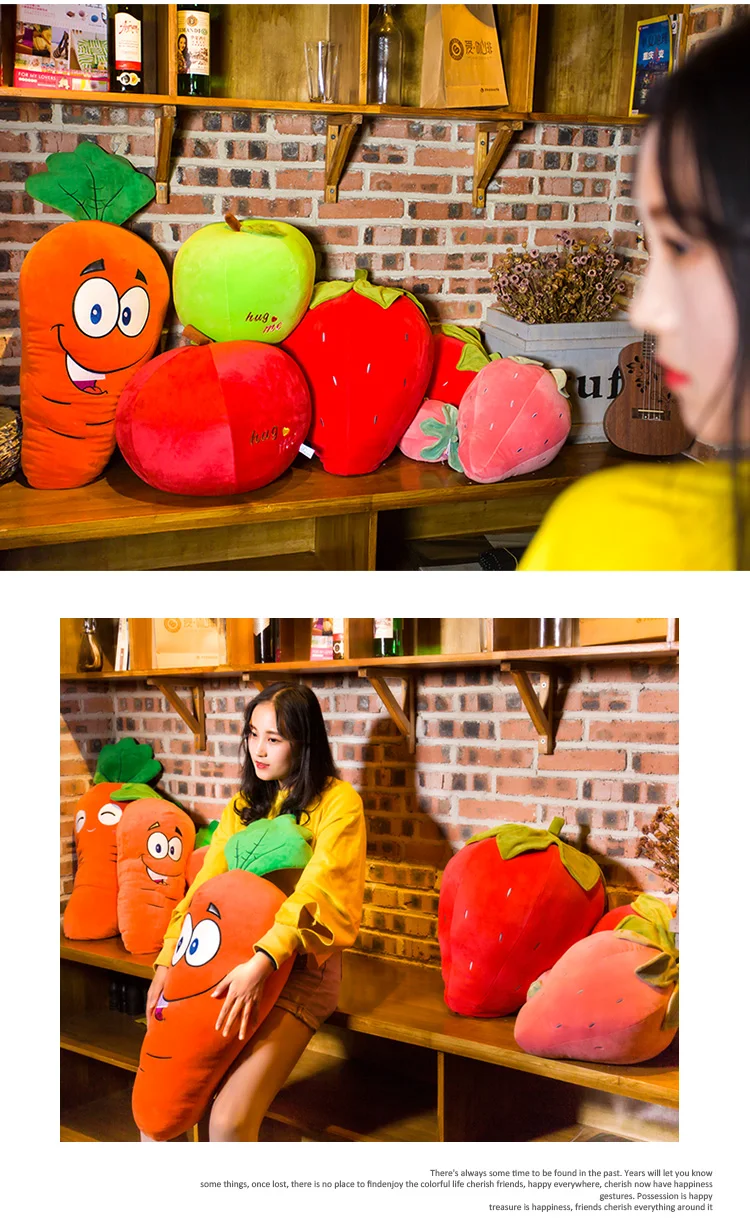 Big Strawberry Pillow Cute Pink Plush Toy Simulation Vegetable Fruit Apple Cushion for Girl Gift Decoration DY50760 (11)