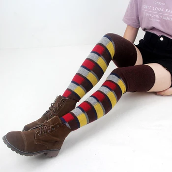 

Women Winter Over Knee Leg Warmers Fashion Patchwork Pile Socks Ladies Girl Thick Warm Socks Rabbit Wool Beenwarmers LWB004