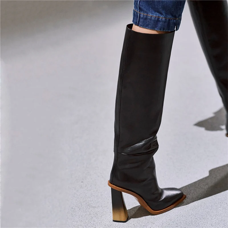 MORAZORA Size 34-43 INS Hot Microfiber Leather Boots Women Square Toe High Heels Women's Knee High Boots Western Boots Drop Ship