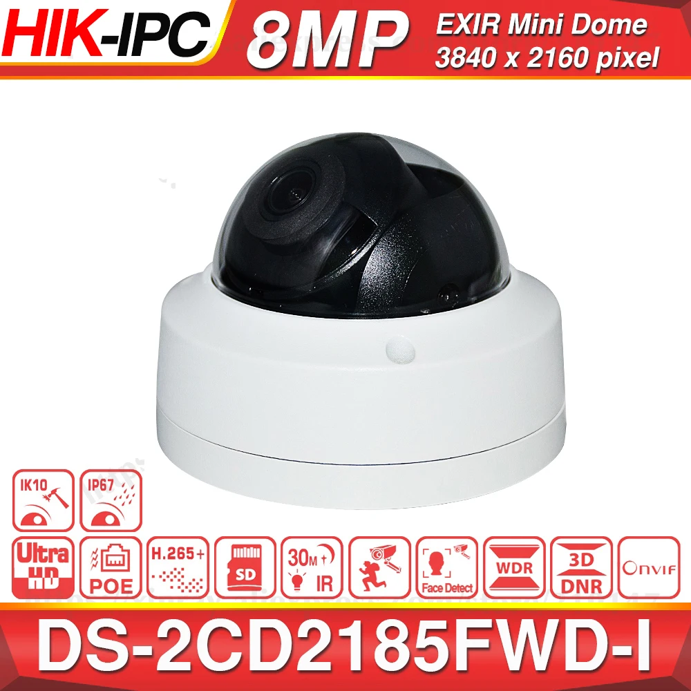 Hikvision оригинальная IP камера DS 2CD2185FWD I 8 Мп Сетевая купольная POE ip H.265 CCTV sd карта слот