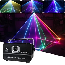 

Disco 10W Full Color 15kpps Laser Projector Stage Patterns Animation Beam Line Bar Light DJ Wedding Party RGB Laser Light