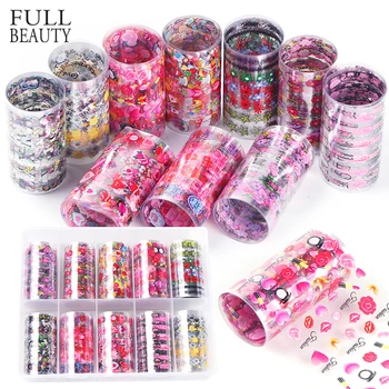 

10pcs Rose Flower Sticker for Nail Foils Love Heart Letters Slider Transfer Decal Adhesive Accessories Valentine Decor CHXK82-1