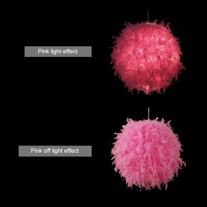 Современный стиль розовый/белый 110-220 В перьевая шариковая лампа затемненный потолочный светильник абажур спальня гостиная E27 мягкий безопасный деко