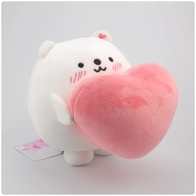 20cm Kawaii Penguin Polar Bear with Heart Plush Toys Stuffed Cartoon Animal Soft Down Cotton Pillow Cushion Doll Christmas Gifts