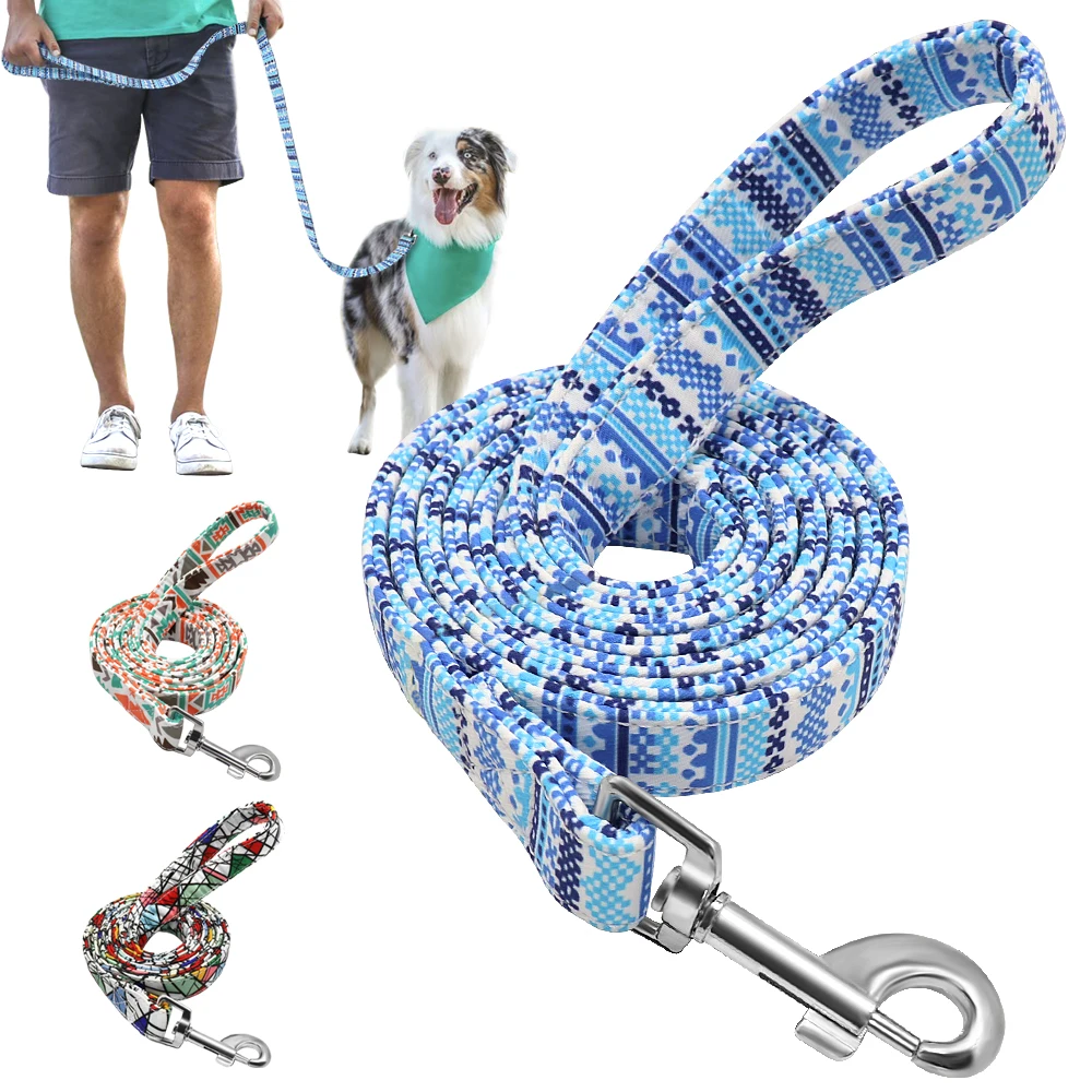 150cm Fashion Dog Leash Lead Nylon Printed Pet Puppy Walking Leash Padded Running Training Leashes Rope For Small Medium Dogs