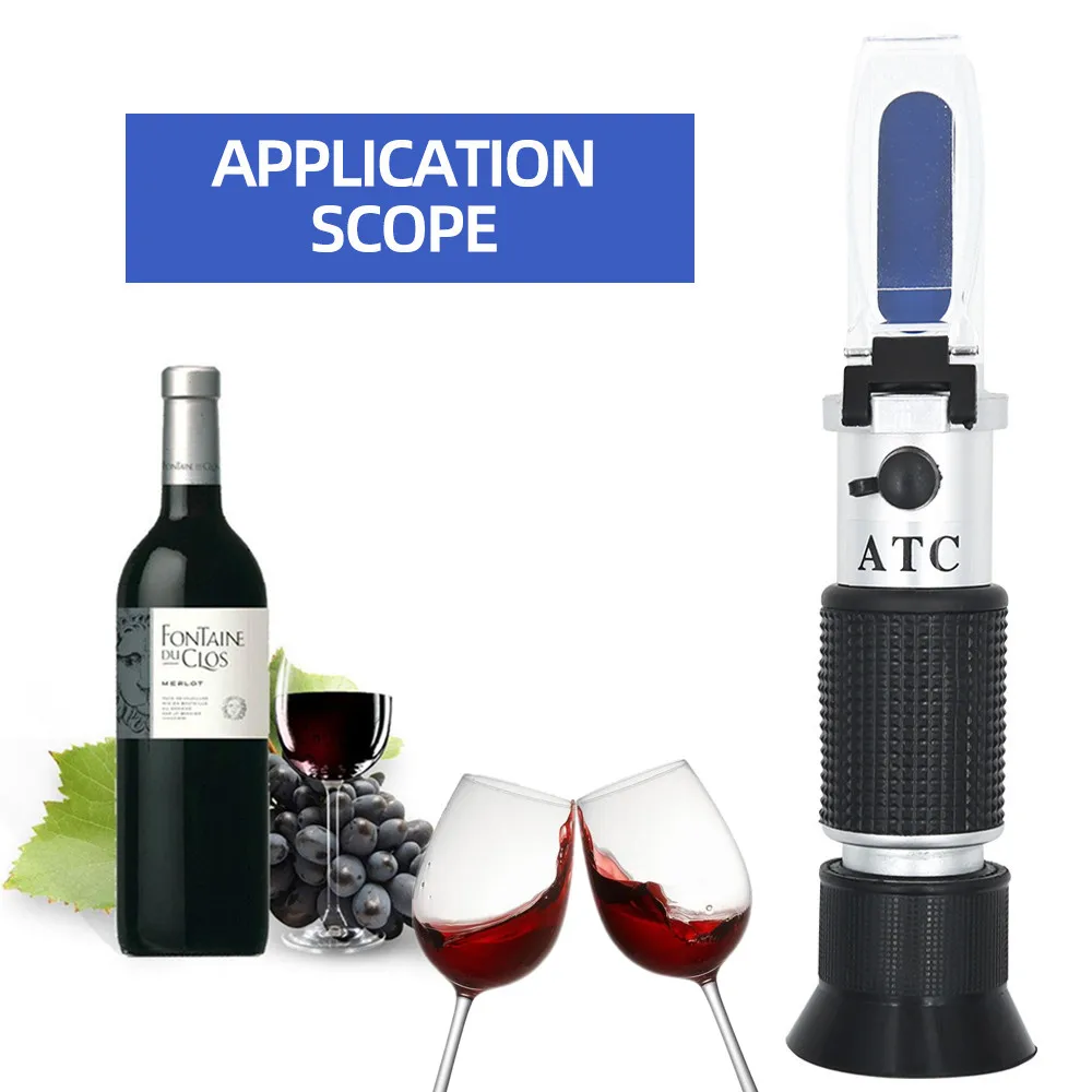 Alcohol Refractometer Handheld Alcohol Sugar Refractometer Tester Wine Concentration Meter Densitometer 0-25% Alcohol Beer 0-40% Brix Grapes Testing