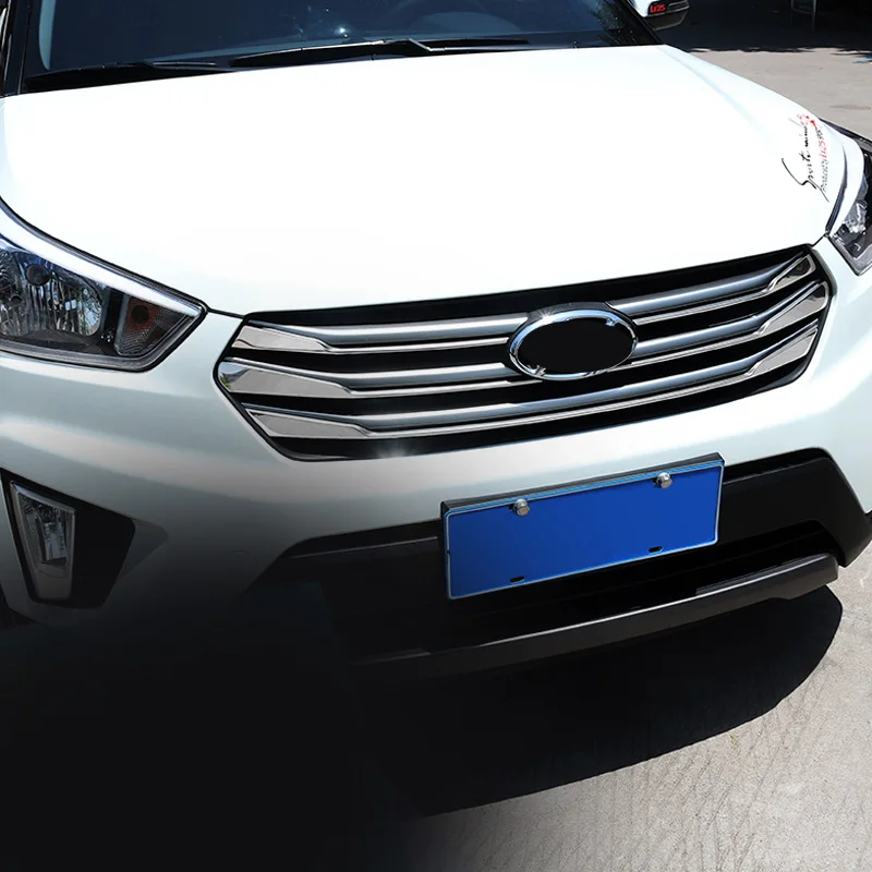 Для hyundai Creta ix25- Хромированная передняя Центральная сетка решетка гриль крышка отделка Литье защита украшения из нержавеющей стали