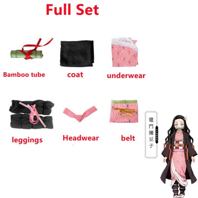 Adult Kids Anime Demon Slayer Kimetsu no Yaiba Kamado Nezuko Kimono Cosplay Costume Clothes A2