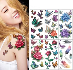 17 Designs Waterproof Temporary Tattoo Stickers Butterfly Florals Feather Tattoo Stickers Flash Fake Tattoos for Men Women