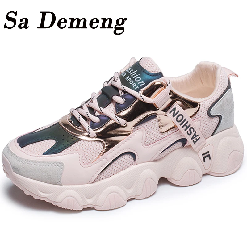Женские массивные кроссовки Sa Demeng женские модные на шнуровке дышащие сетчатые