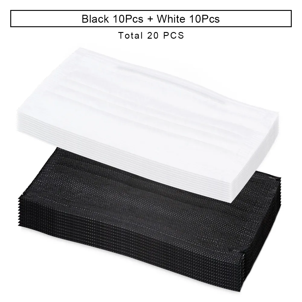 20PCS/Pack Disposable Eyelash Extensions Anti-dust Mask Grafting Eyelash Windproof Face Non-woven Fabric Masks Make Up Tools - Цвет: Black White 20Pcs