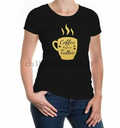Женская футболка с коротким рукавом для девочек кофейная надписью coffee before Talkie