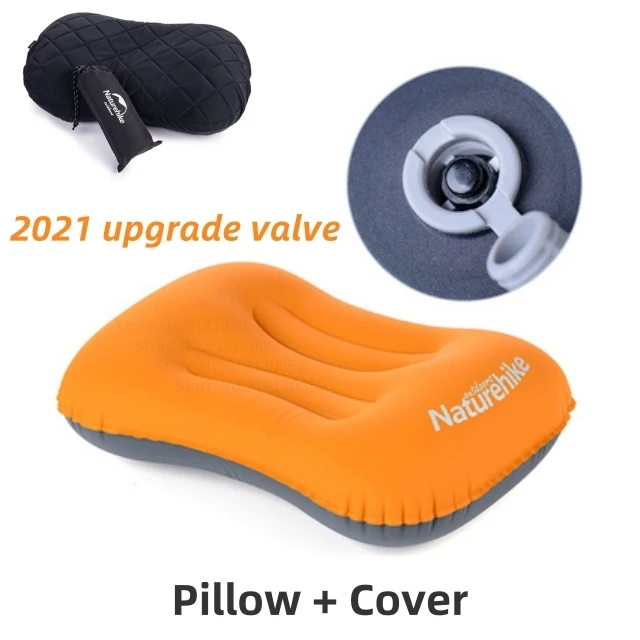 Naturehike Updated Inflatable Pillow Camping Air Pillow Ultralight Hiking Sleeping Pillow Outdoor Compressible NH Travel Pillow 2021 Orange A Set