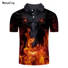 BIANYILONG новая рубашка поло мужские Топы И Футболки мужские рубашки поло деловые бренды рубашек-поло рубашки пламя 3D отложной мужские рубашки поло