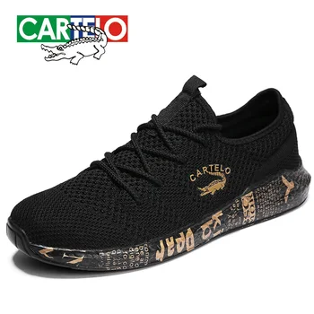 

CARTELO men's shoes fashion trend simple and light comfortable shoes breathable flying woven Korean sports casual shoes men