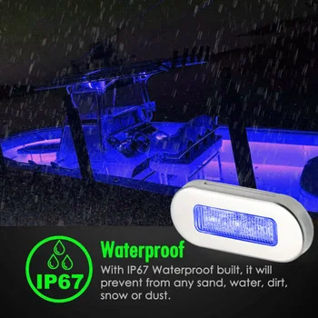 

4pcs Boat Marine Grade 12V Large Waterproof Blue 3LED Marker Courtesy Light new and high quality