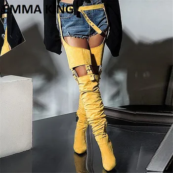 

Women Over The Knee Leg Buckle Waist Belt Long Boot Wild Sexy Belted Thigh High Boots Fashion Ladies Shoes Chap Boots Woman 2019
