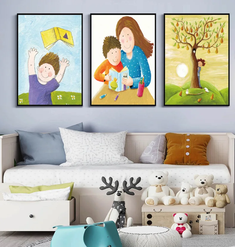 

Cartoon Character Animal Figure Decorative Painting Children's Room Kindergarten Warm Life Mural Happy childhood Picture Poster