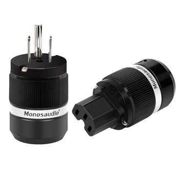 

Monosaudio M100R/F100R Pure Copper Rhodium Plated US AC Power Plug American Power Cable Connector Plug Hi-end US Plug Adapter