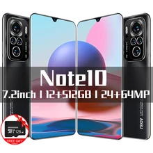 

Note10 Pro 7.2 Inch Smartphones Global Version 5000mAh 12G+512GB Android Phone Celular Case Full Screen Face ID 5G Network Phone