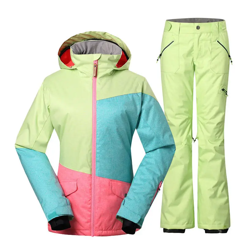 GS цветная женская зимняя одежда 10 K, водонепроницаемая ветрозащитная Спортивная одежда для улицы, костюм для сноубординга, комплекты, зимние штаны и лыжные куртки