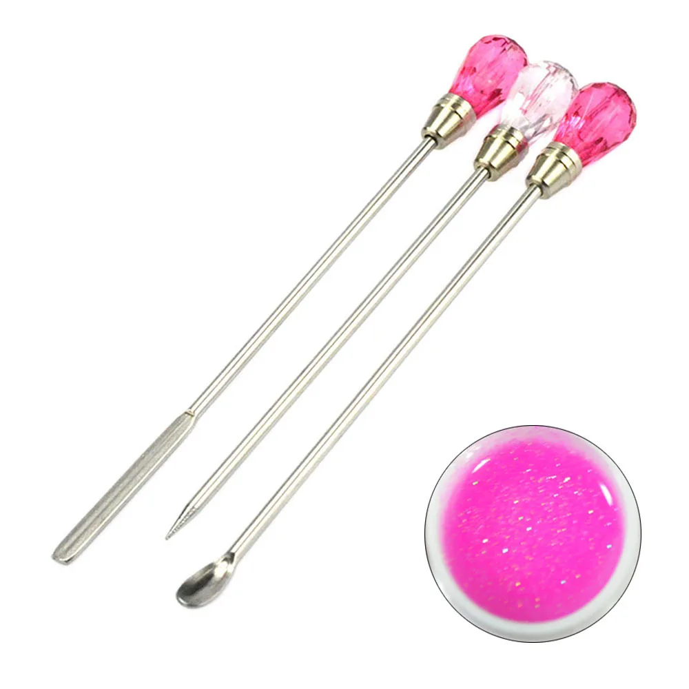 

3pcs Stainless Steel Multifunctional Nail Art Mixing Rod Tool Powder Liquid Collection Spoon Crystal Mixing Rod for Gel Polish