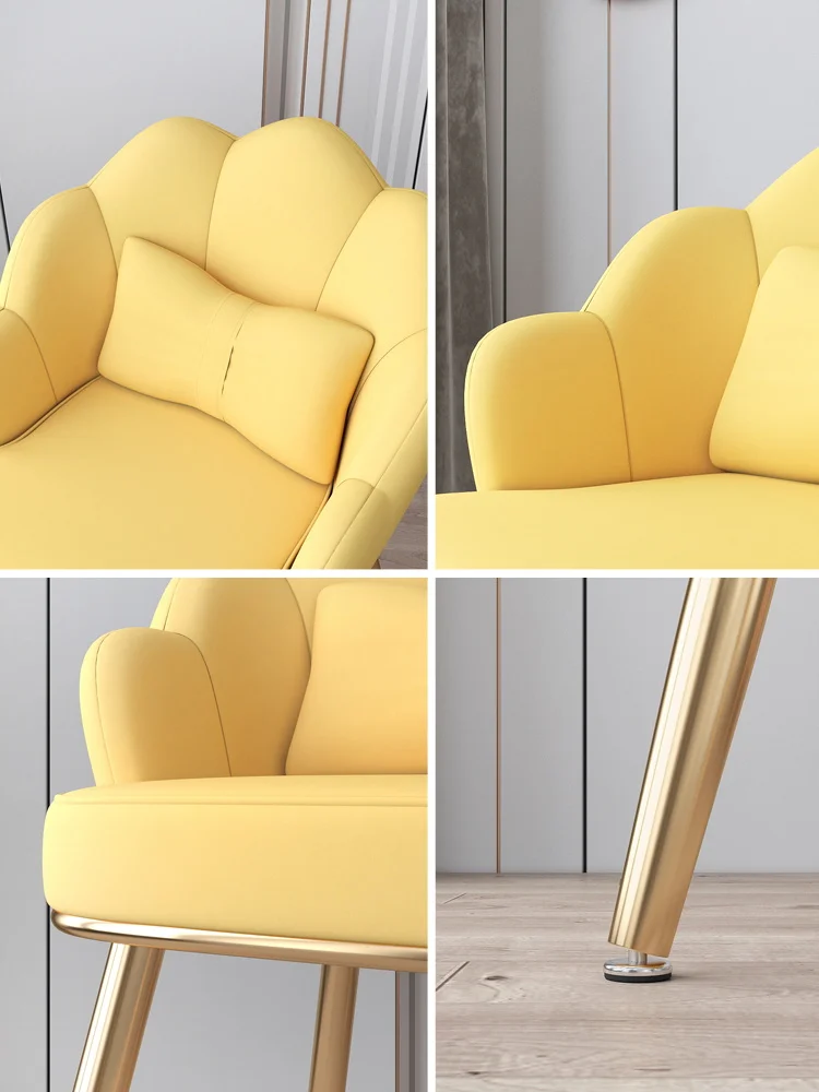 Light Luxury Dinning Chair Bedroom Backrest Fabric Living Room Makeup Chair Golden Foot Bedroom Chairs For Home Decoration