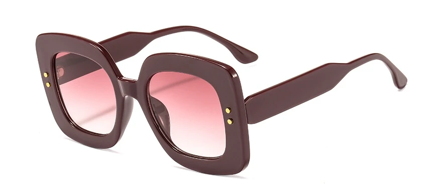 46190 Квадратные ретро солнцезащитные очки с заклепками для мужчин и женщин модные UV400 очки - Цвет линз: C5 red