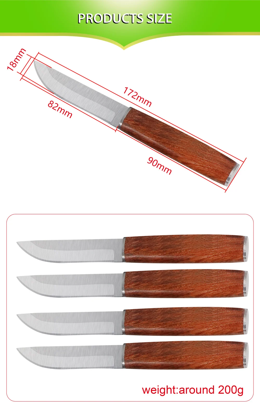 jaswehome aparar faca conjunto de louça aço inoxidável faca multiuso peeling rosewood lidar com faca de cozinha utilitário