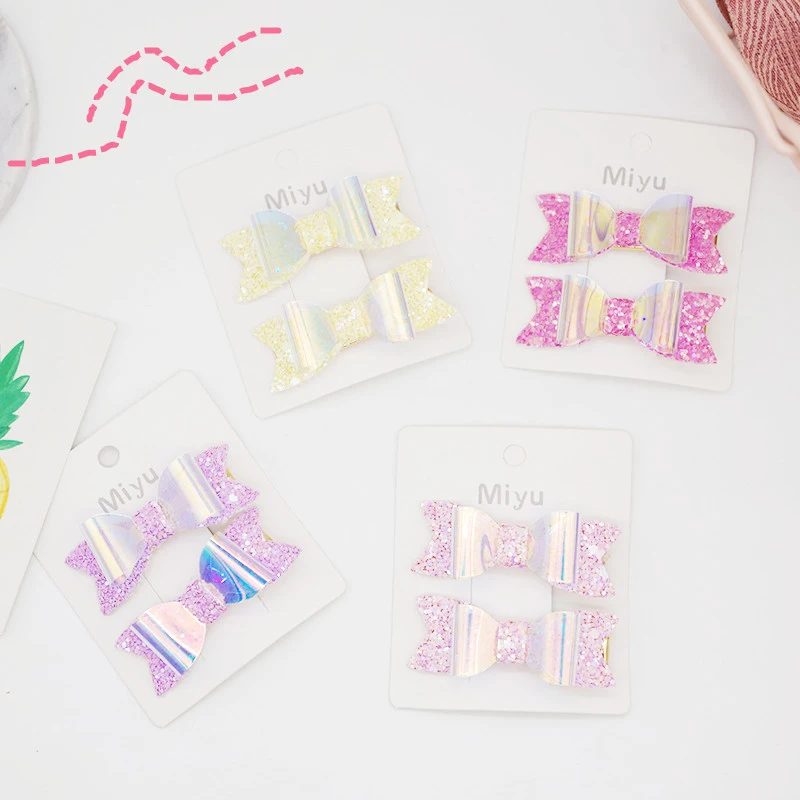 

2Pcs/set Glitter Hair Clips For Girls Swallowtail Hair Pins Kids Lovely BB Baby Hairpin Bowknot Barrettes Hair Accessories New