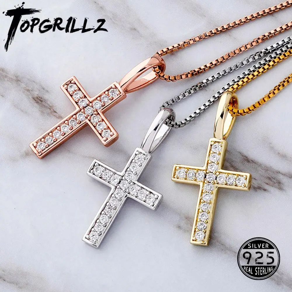 TOPGRILLZ подвеска в виде креста из стерлингового серебра 925 пробы Золотая серебряная