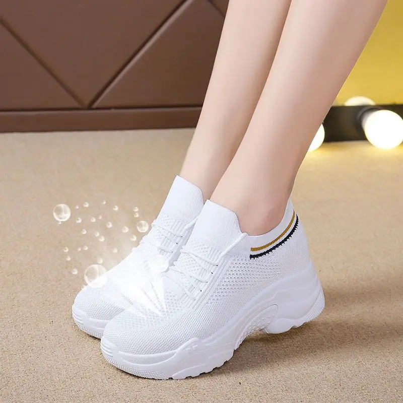 Platform sneakers shoes Women Summer Wedge sneakers shoes Breathable Mesh Spring Casual Shoes Height Increasing Woman 8260