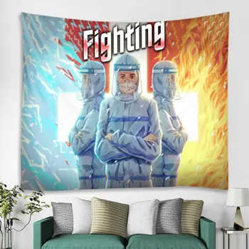

2020 HOT Selling Medical staff Voctory Over The Outbreak Fighting Tapestry Wall Hanging Banner Tapestries High Quality