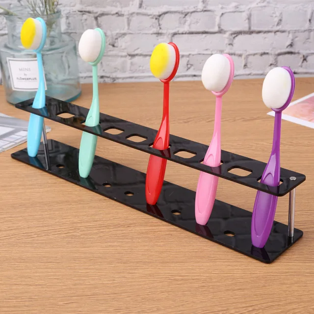 5/10 Lyukú Ovális Kefe Tartó Állvány Konzol Polc Szervező Tároló Keverékkefe Kijelző Fehér Fekete 2021 Új - Image 6