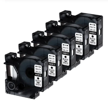 

ABKT-5Pcs Label Cartridge for Dymo Black on White for Dymo 9Mm Compatible Label Tape Maker Printer Ribbons