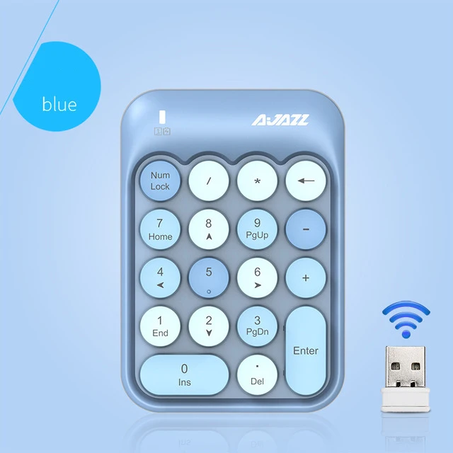 AK18 2,4G Красочные ключ Беспроводной цифровая клавиатура, Портативный милый 18-круглый ключ финансовых цифровые клавиши клавиатуры для ноутбука, Тетрадь - Цвет: Colorful-blue