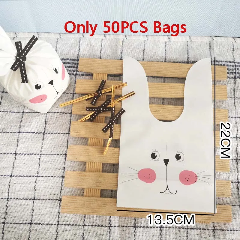 50PC rabbit Кролик длинное ухо для сладостей милый кролик Свадебная вечеринка Goodie сумки упаковка торт бонбоньерка Подарочный пакет упаковка конфеты печенье подарок - Цвет: 50PC rabbit