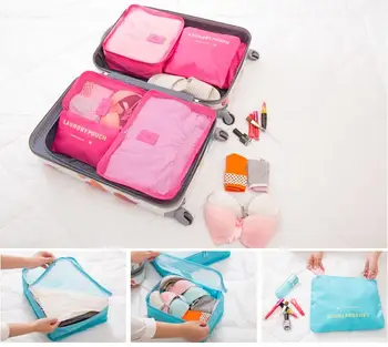 

6pcs/set Travel Storage Bag Set For Clothes Tidy Organizer Pouch Suitcase Waterproof Home Closet Divider Container Organiser