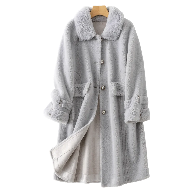 

2019 Winter 100% Real Fur Coat Female Autumn Long Sheep Shearing Jacket Women Wool Coats Warm Clothes Vintage Fur Tops BLQ1906