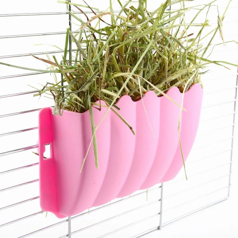 Small Animals Bowl Small Pet Rabbit Grass Feeder Rack Fixed External Shelf Plastic Grass Hay Bowl